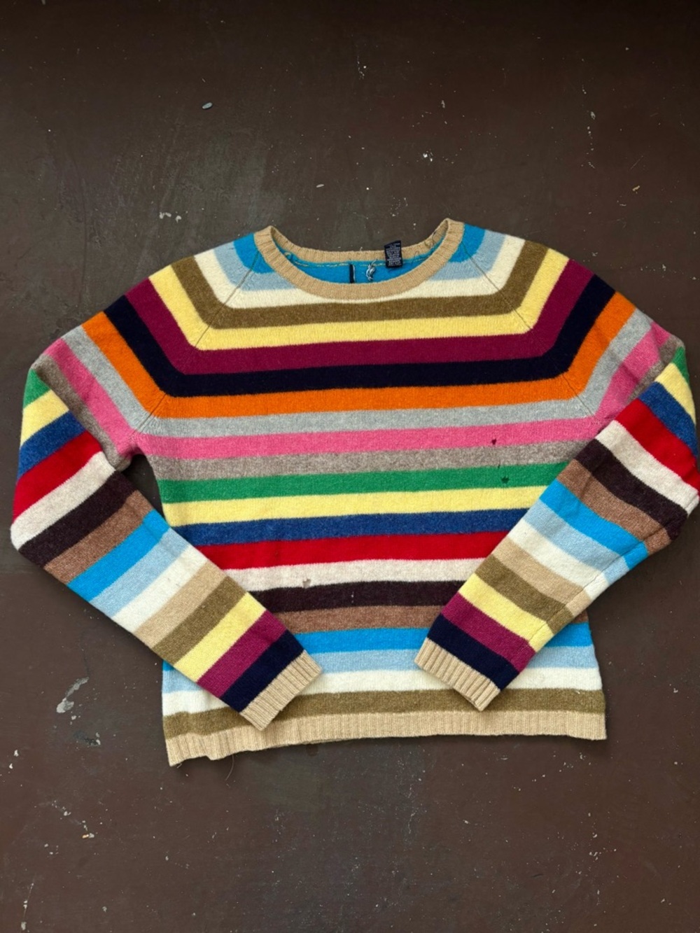 GAP 1999 Lambswool Crewneck Sweater Striped Rainbow Multicolor
